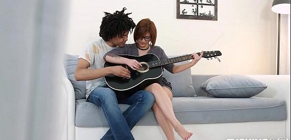  Nerdy teen with glasses Angelin Jay fucked balls deep by music teacher